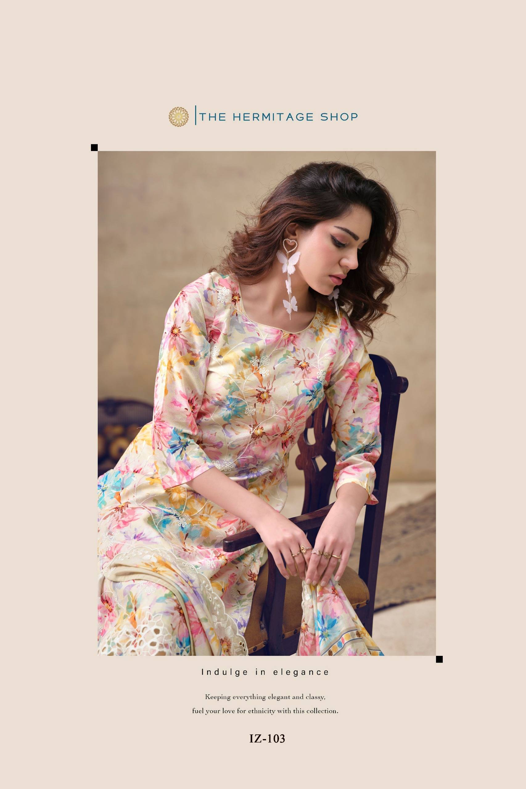 IZNIK by THE HERMITAGE SHOP  101 TO 104 SERIES Pakistani Stylish Embroidered cotton lawn COLLECTION At Wholesale Price
